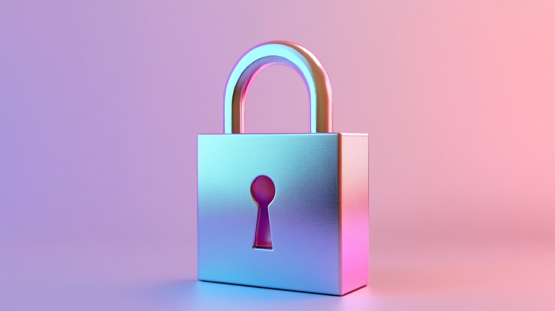 Colorful 3D-rendered padlock symbolizing online content protection